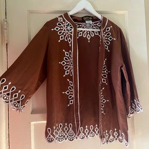 1970s Vintage Bob Mackie Embroidered Jacket in Deep Tan/White
